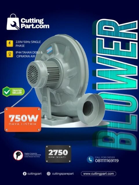 Blower Industri CZTD550W/CZTD750W untuk Mesin Laser Cutting CO2 & Fiber – High Pressure Centrifugal Fan/Blower Fan Keong - 750 W